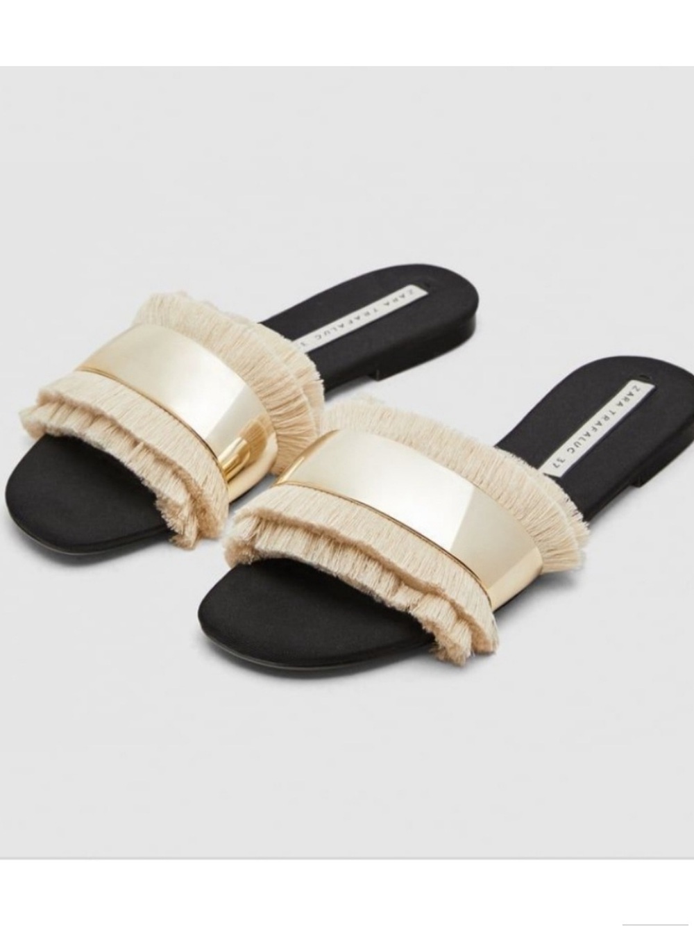 EUC Zara Trafaluc Ecru Slides (size 8)